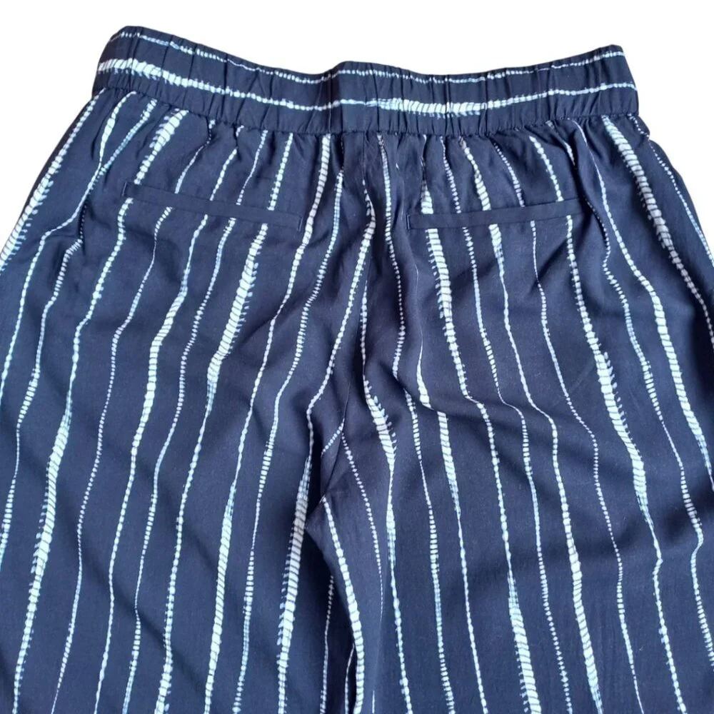 Banana Republic Petite Blue & White Striped Linen Blend Pull-On Pants - Size S